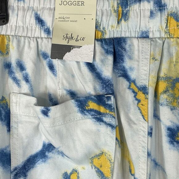 Style & Co Large Jogger Pants Tie-Dye Cuffed Pockets Drawstring Elastic Waist - Picture 7 of 11